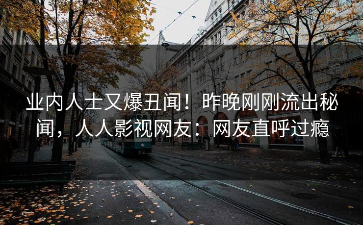 业内人士又爆丑闻！昨晚刚刚流出秘闻，人人影视网友：网友直呼过瘾