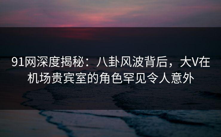 91网深度揭秘：八卦风波背后，大V在机场贵宾室的角色罕见令人意外