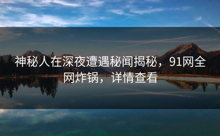 神秘人在深夜遭遇秘闻揭秘，91网全网炸锅，详情查看